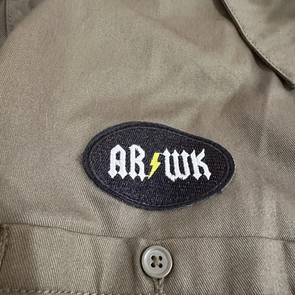 Y2K Work Shirt Mens XL Olive Button Front Utility Mechanic NWT Skatewear